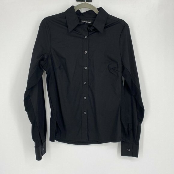 Betabrand Tops - Betabrand Mind The Gap Button Down Cotton Shirt Top Black Women's Size Medium